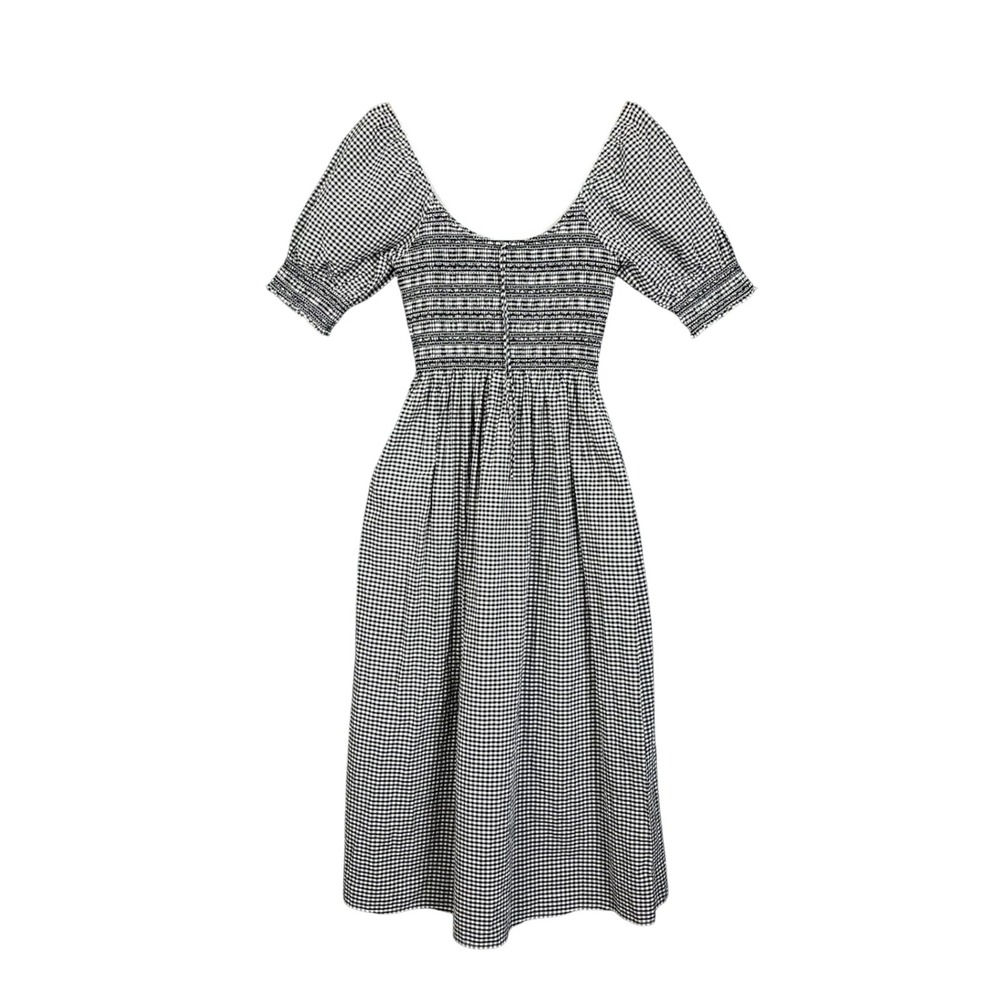 Hill House Home Nap Dress Womens M Cotton Gingham Smocked Puff Sleeve Cottage
